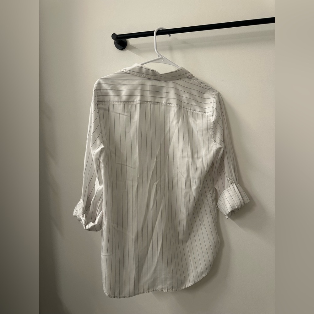 Aritzia Babaton White Striped Button-Up Shirt - Picture 2 of 3